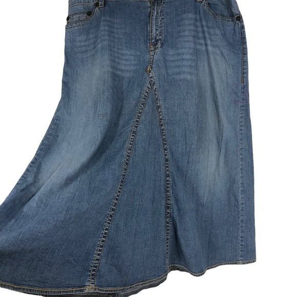 Vtg 1980s-90s Gitano Plus sz Maxi Skirt Denim Modest Church Spandex 22W - Picture 3 of 9